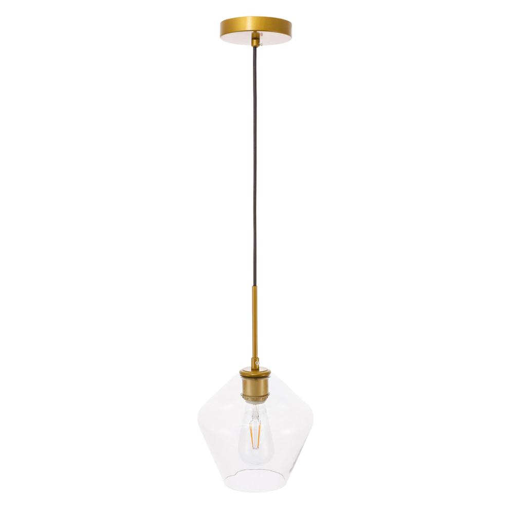 Gene 1 light Brass and Clear glass pendant. Picture 4