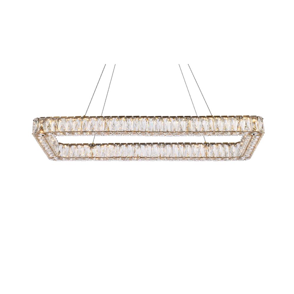 Monroe 42 inch LED Single rectangle pendant in gold. Picture 2