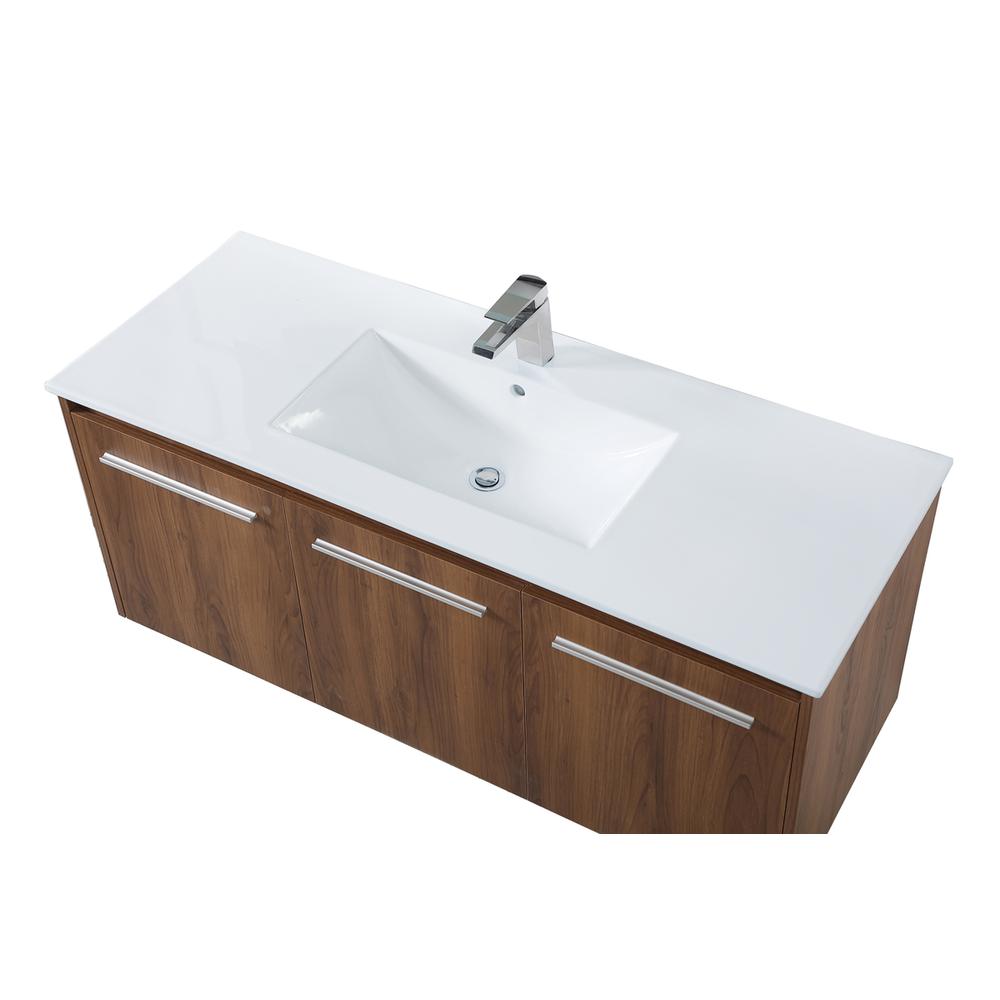 48 inch  Single Bathroom Floating Vanity in Walnut Brown. Picture 10