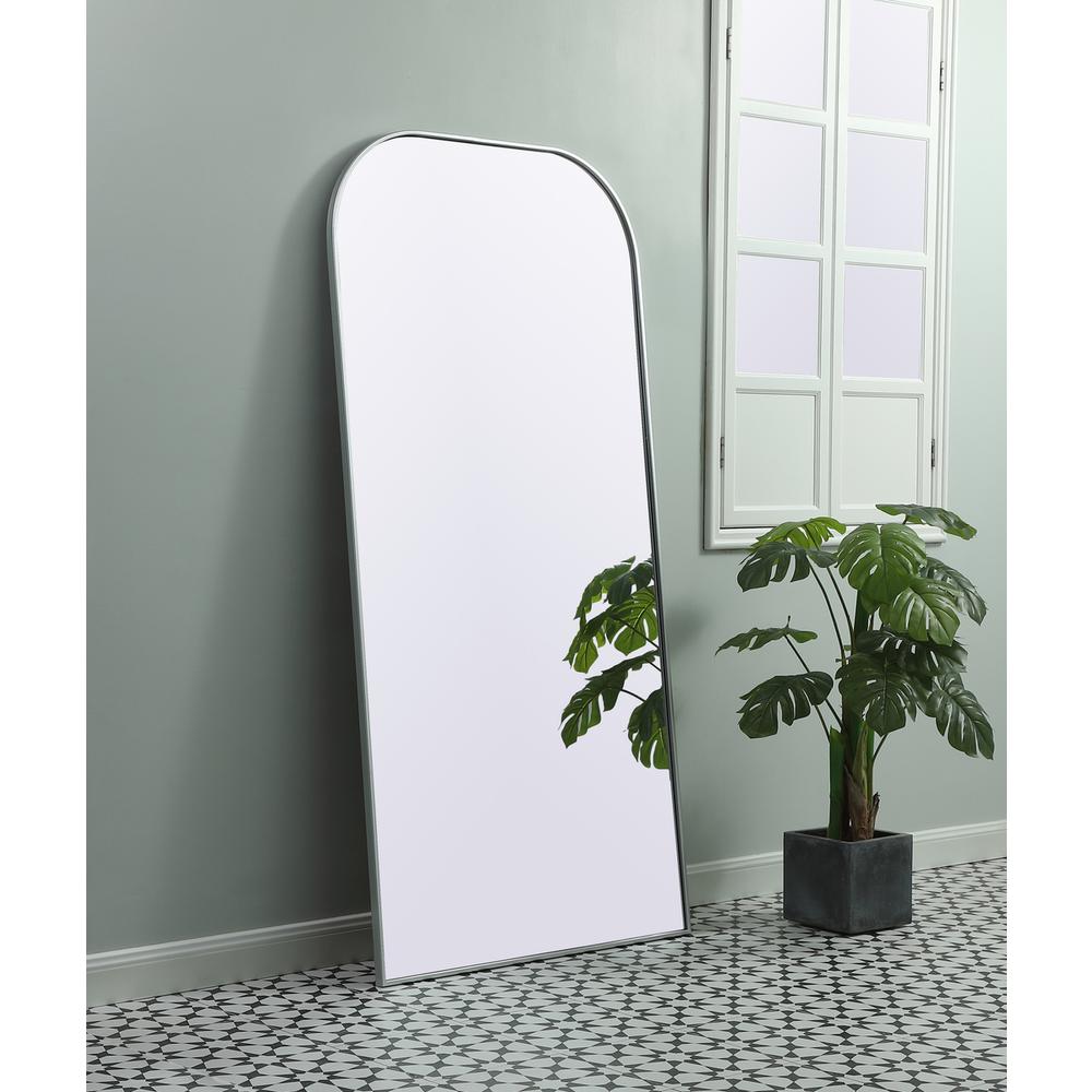 Metal Frame Arch Full Length Mirror 35x72 Inch in Silver. Picture 2