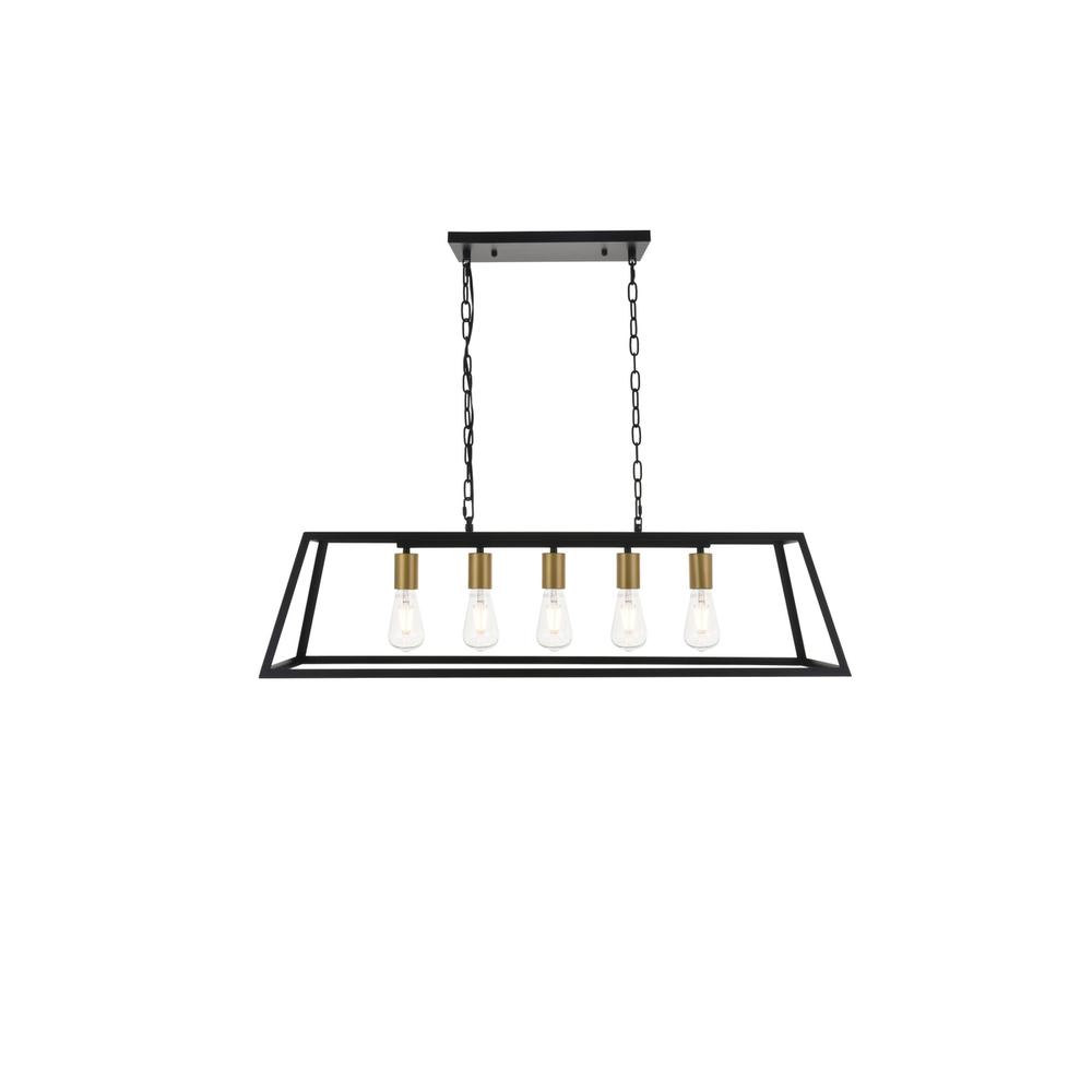 Resolute 5 light brass and black Pendant. Picture 1