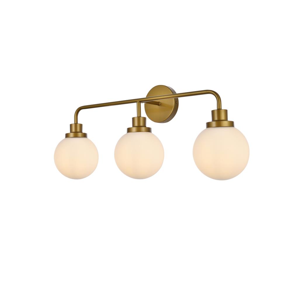 Hanson 3 lights bath sconce in brass with frosted shade. Picture 2