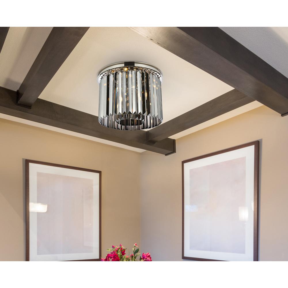 Sydney 6 light polished nickel Flush Mount Silver Shade (Grey) Royal Cut Crystal. Picture 8