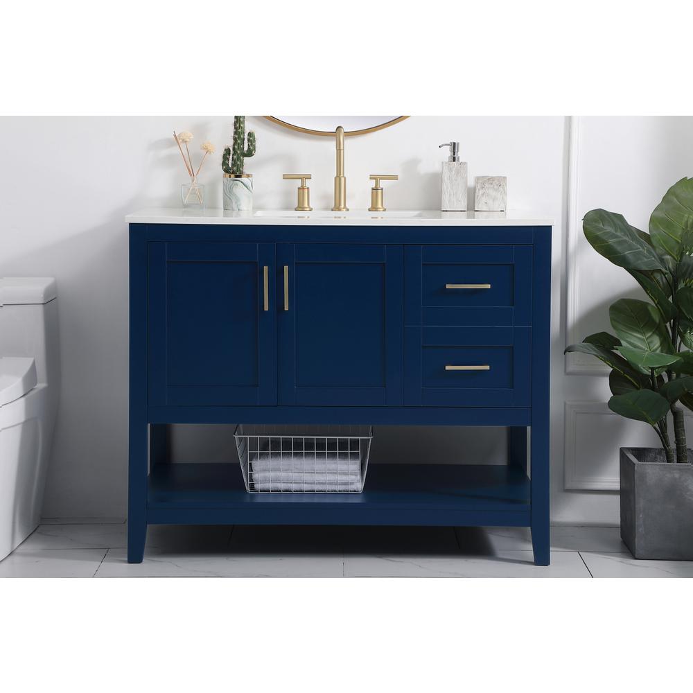 42 inch Single Bathroom Vanity in Blue. Picture 14