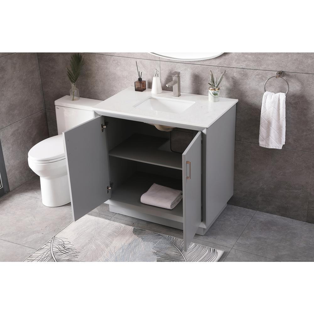 36 Inch SIngle Bathroom Vanity In Grey. Picture 3