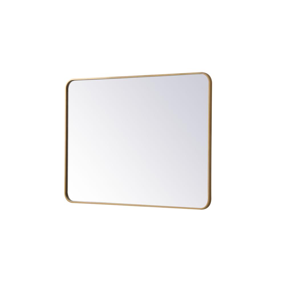 Soft corner metal rectangular mirror 30x40 inch in Brass. Picture 5