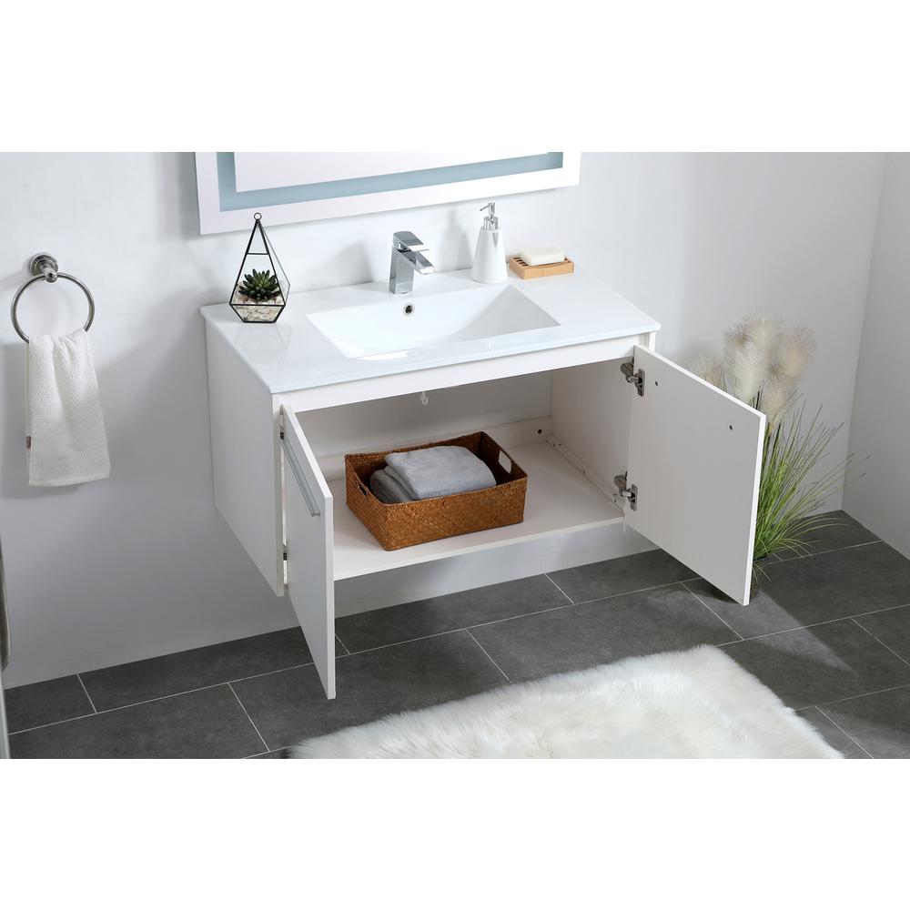 36 inch  Single Bathroom Floating Vanity in White. Picture 3