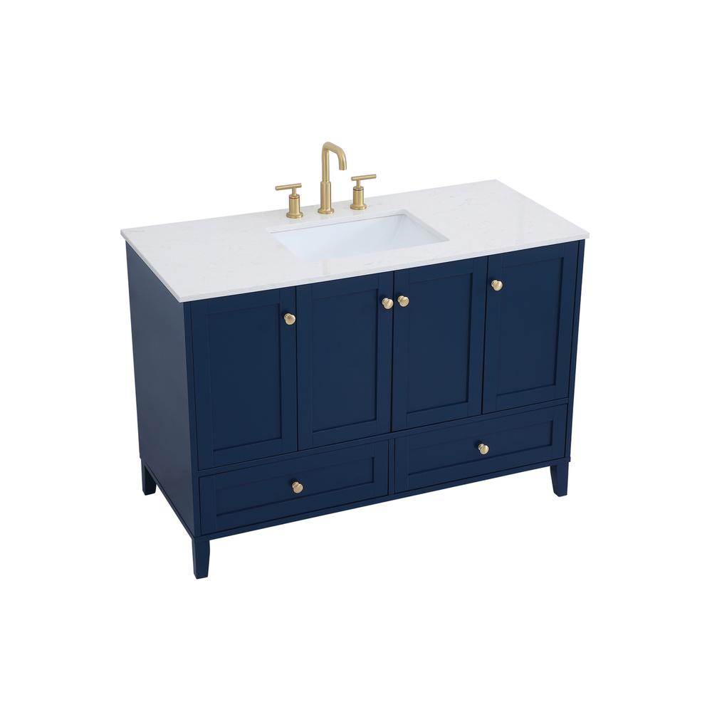 48 inch Single Bathroom Vanity in Blue. Picture 7