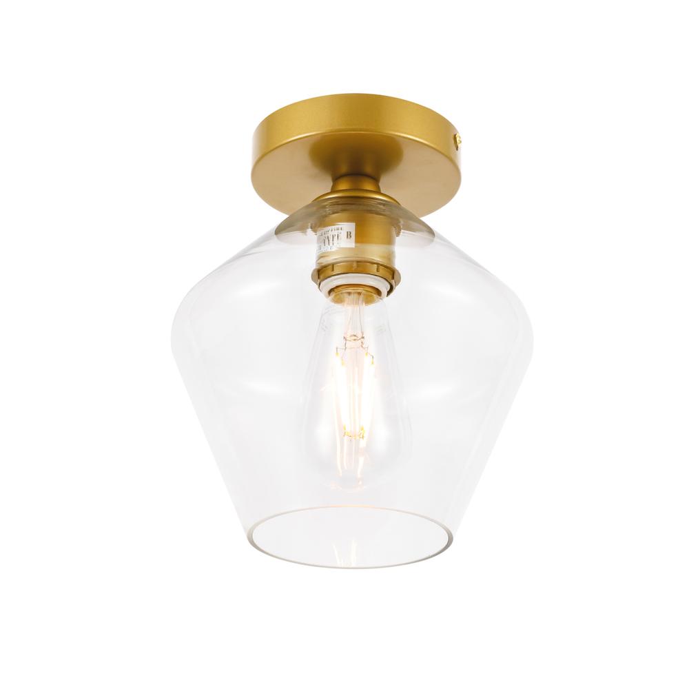 Gene 1 light Brass and Clear glass Flush mount. Picture 7