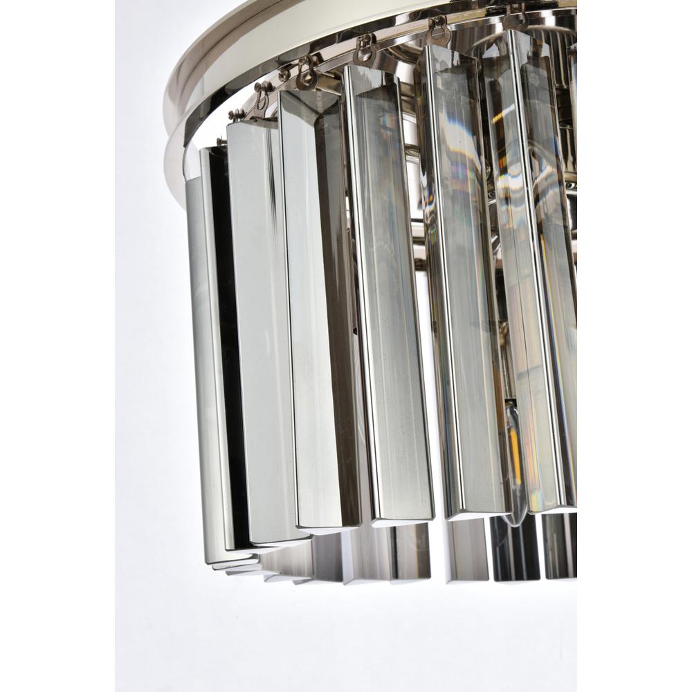 Sydney 3 light polished nickel Pendant Silver Shade (Grey) Royal Cut Crystal. Picture 5