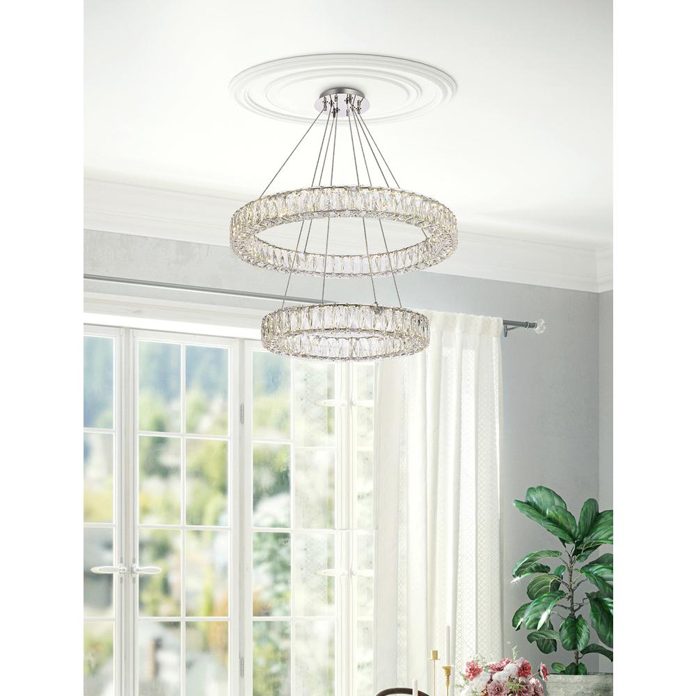 Monroe 28 inch LED double ring chandelier in chrome. Picture 8