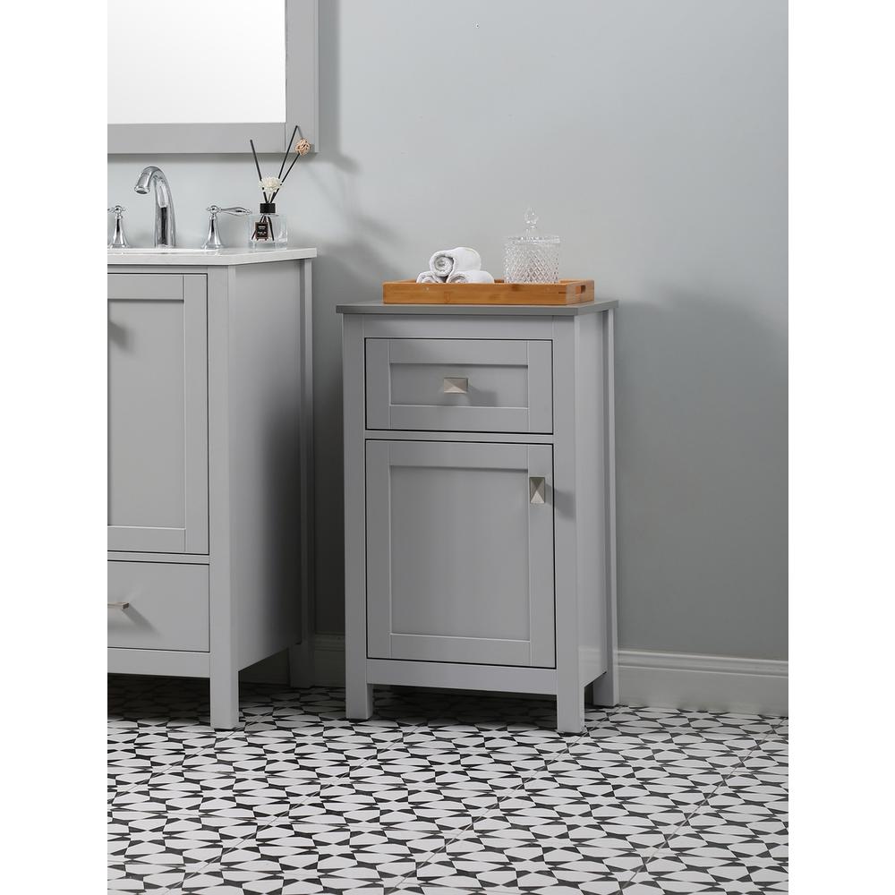 18 Inch Wide Bathroom Storage Freedstanding Cabinet In Grey. Picture 9