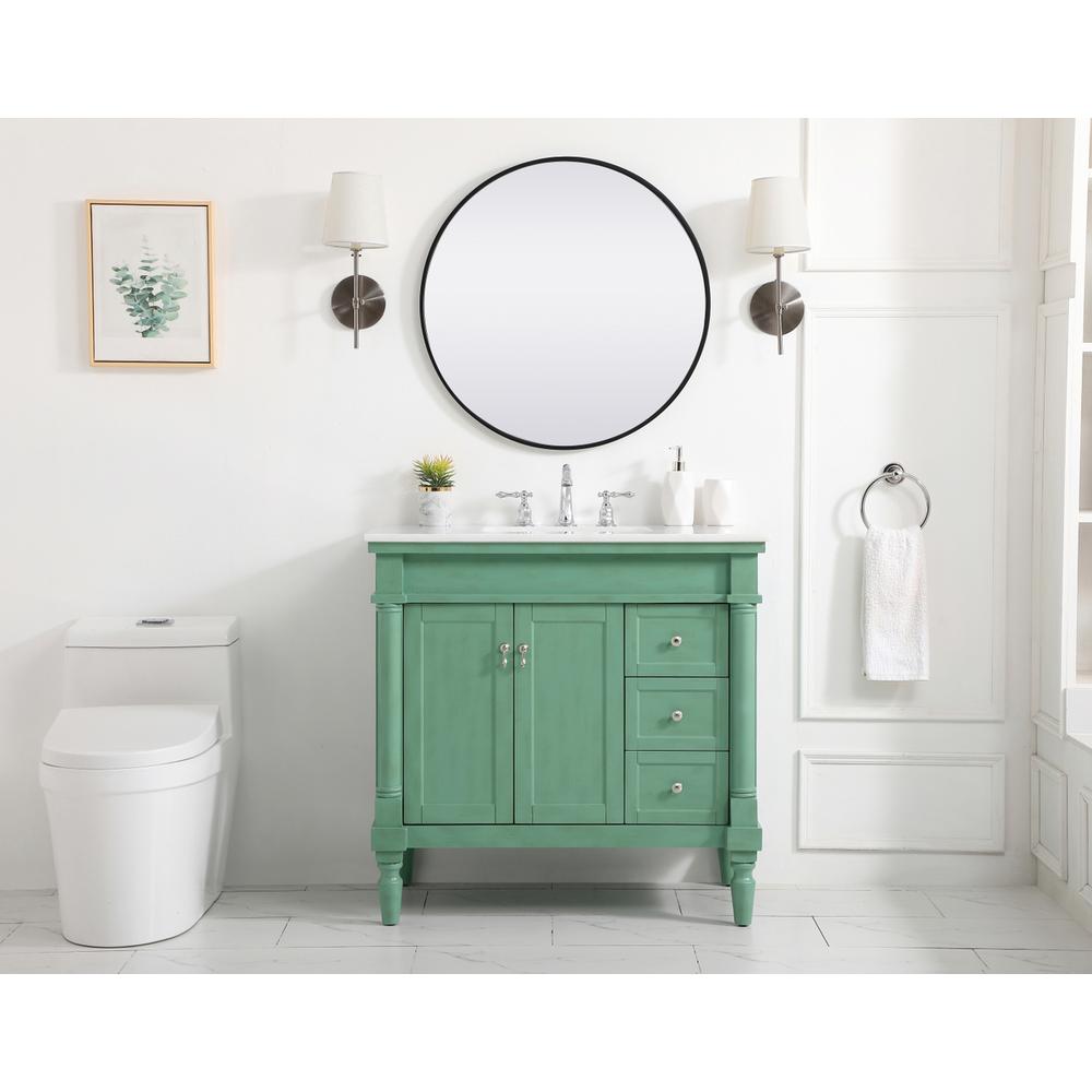 36 inch Single Bathroom vanity in vintage mint. Picture 4