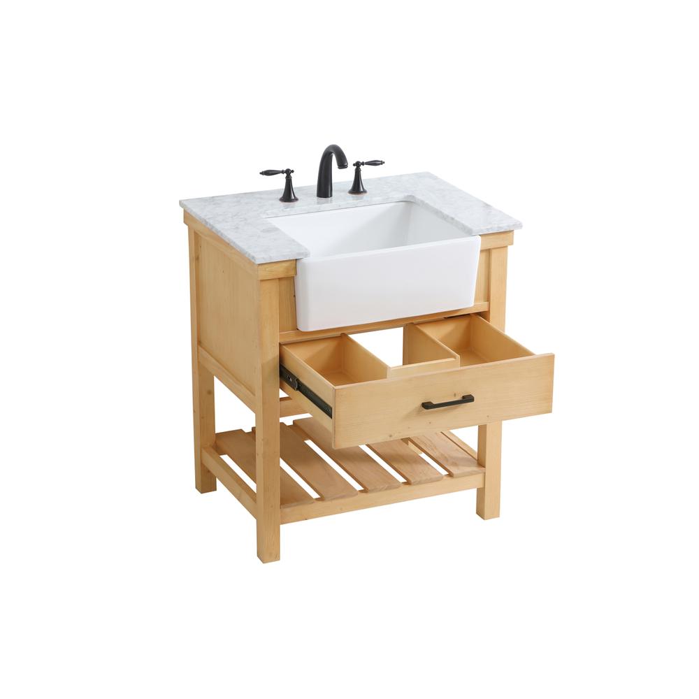30 inch Single bathroom vanity in natural wood. Picture 9