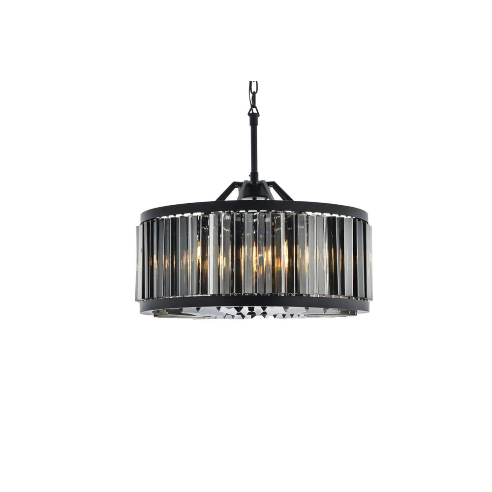 Chelsea 8 light Matte Black Chandelier Silver Shade (Grey) Royal Cut Crystal. Picture 2