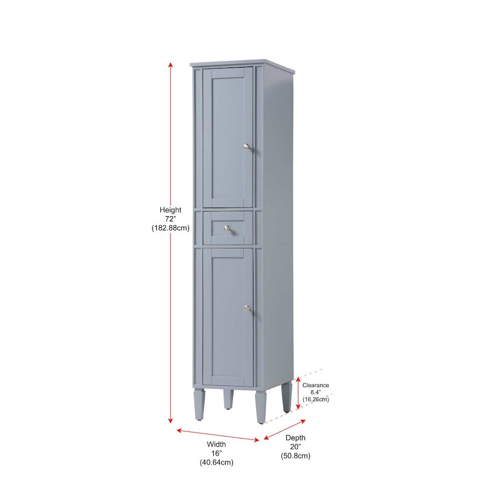 16 inch Bath Storage Cabinet in Grey. Picture 8