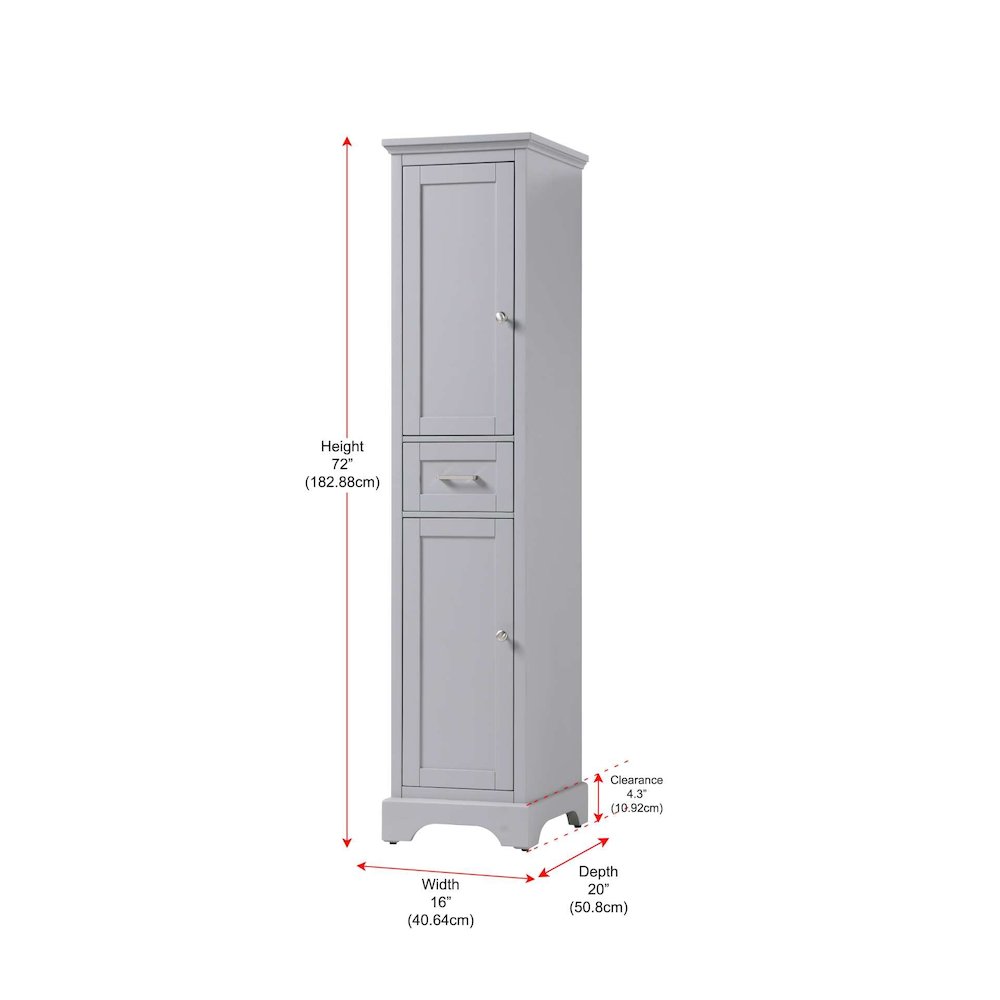 16 inch Bath Storage Cabinet in Grey. Picture 8