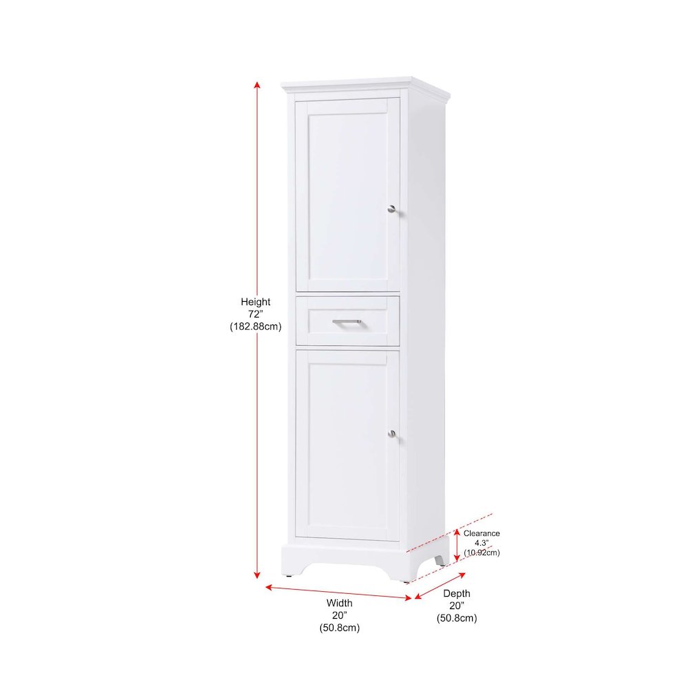 20 inch Bath Storage Cabinet in White. Picture 8
