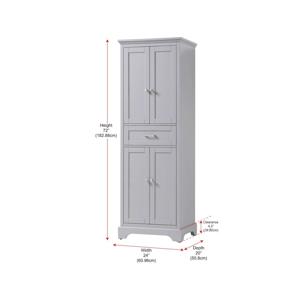 24 inch Bath Storage Cabinet in Grey. Picture 8
