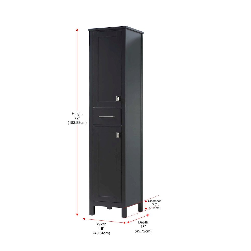 16 inch Bath Storage Cabinet in Black. Picture 8