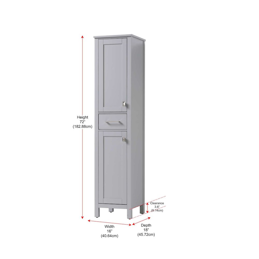 16 inch Bath Storage Cabinet in Grey. Picture 8
