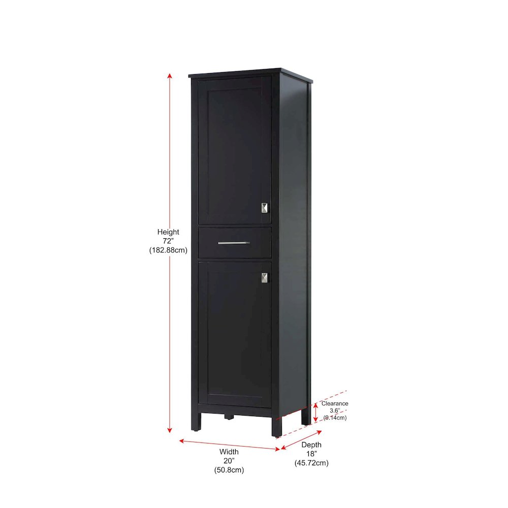 20 inch Bath Storage Cabinet in Black. Picture 8
