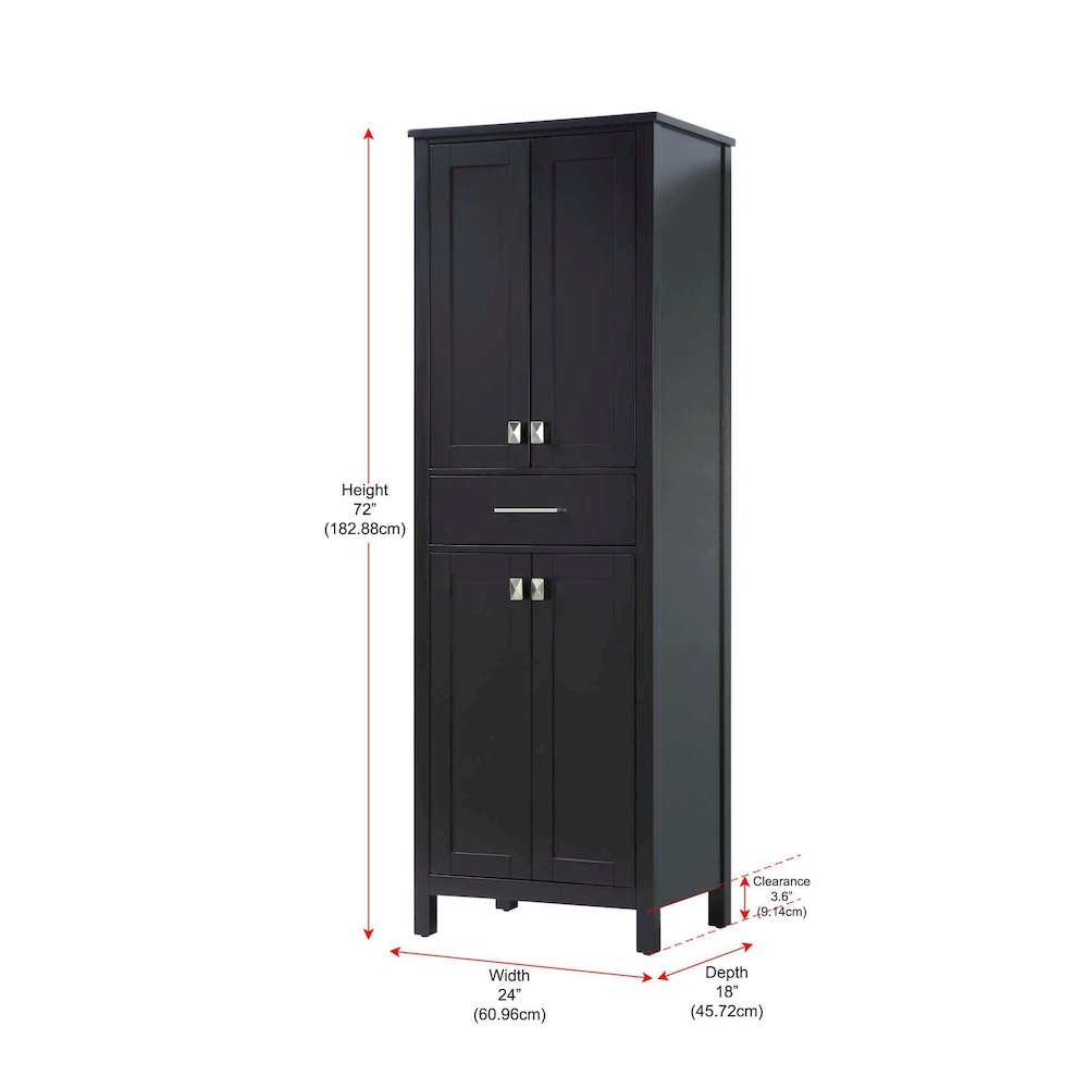 24 inch Bath Storage Cabinet in Black. Picture 8