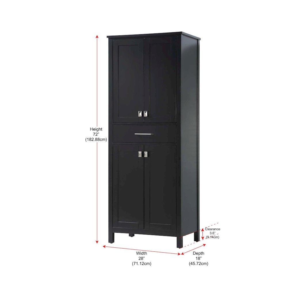 28 inch Bath Storage Cabinet in Black. Picture 8