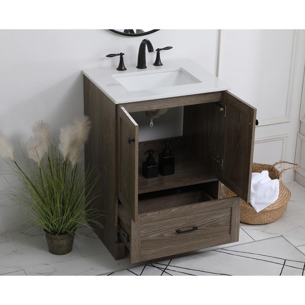 24 inch Single Bathroom Vanity in Weathered oak. Picture 3