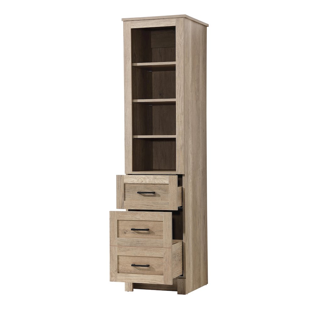 16 Inch Bath Storage Glass Cabinet  in Natural Oak. Picture 2