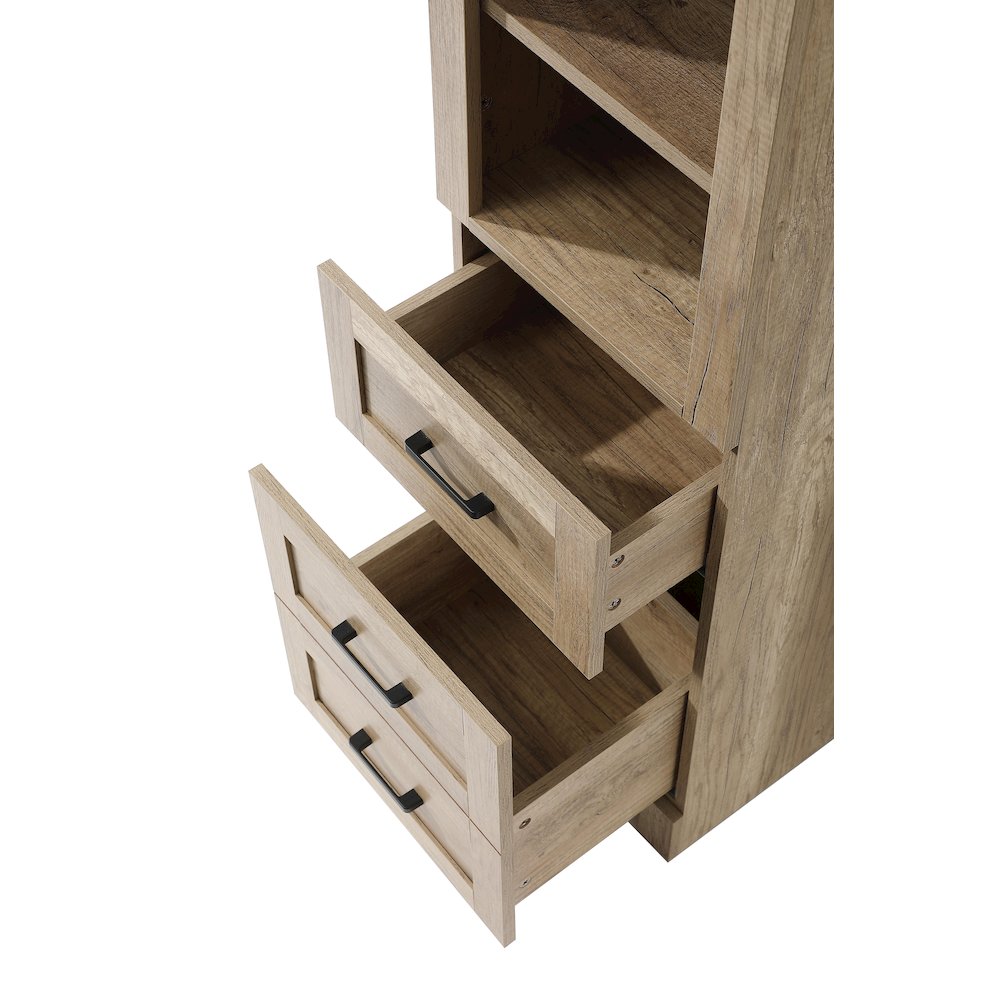 16 Inch Bath Storage Glass Cabinet  in Natural Oak. Picture 4