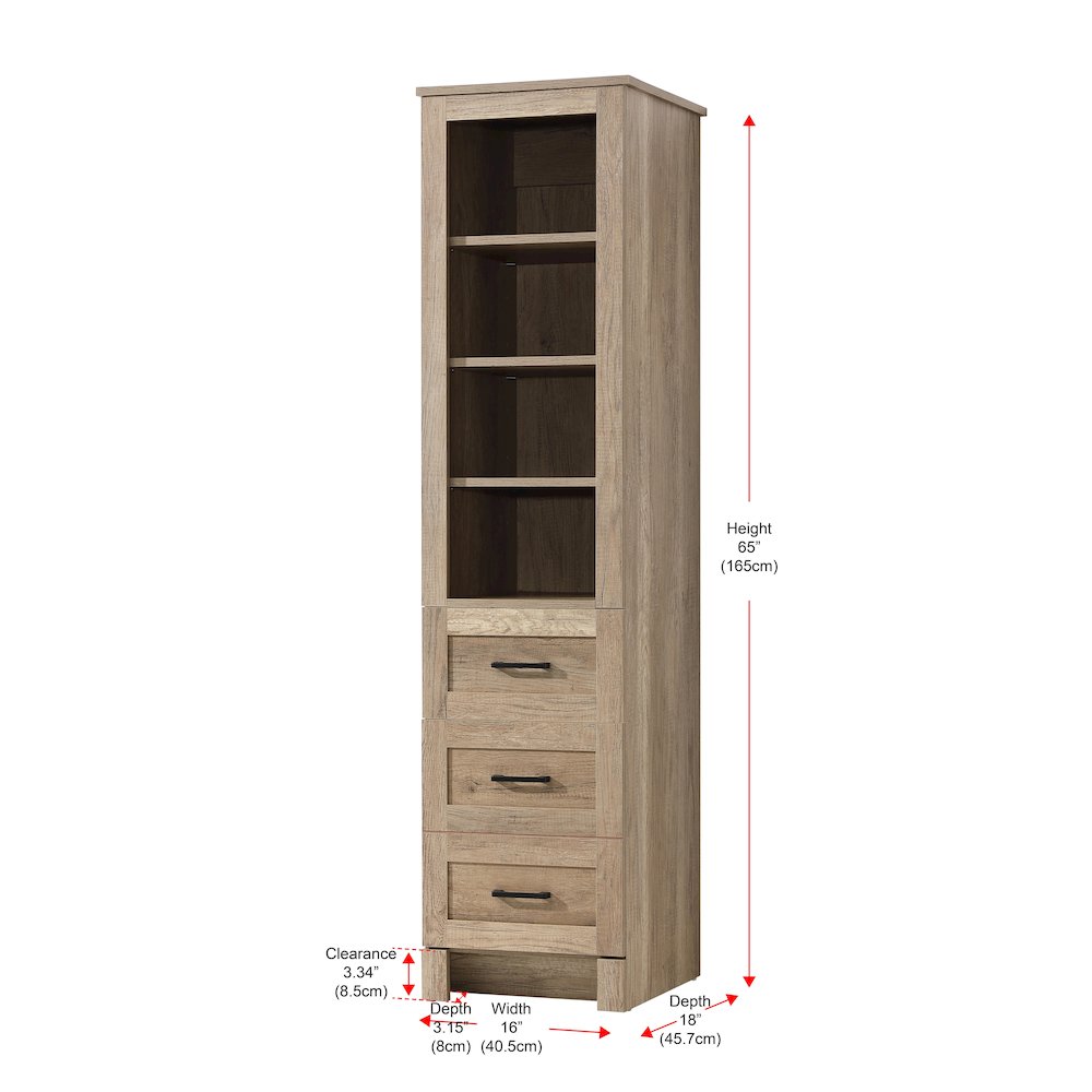16 Inch Bath Storage Glass Cabinet  in Natural Oak. Picture 7