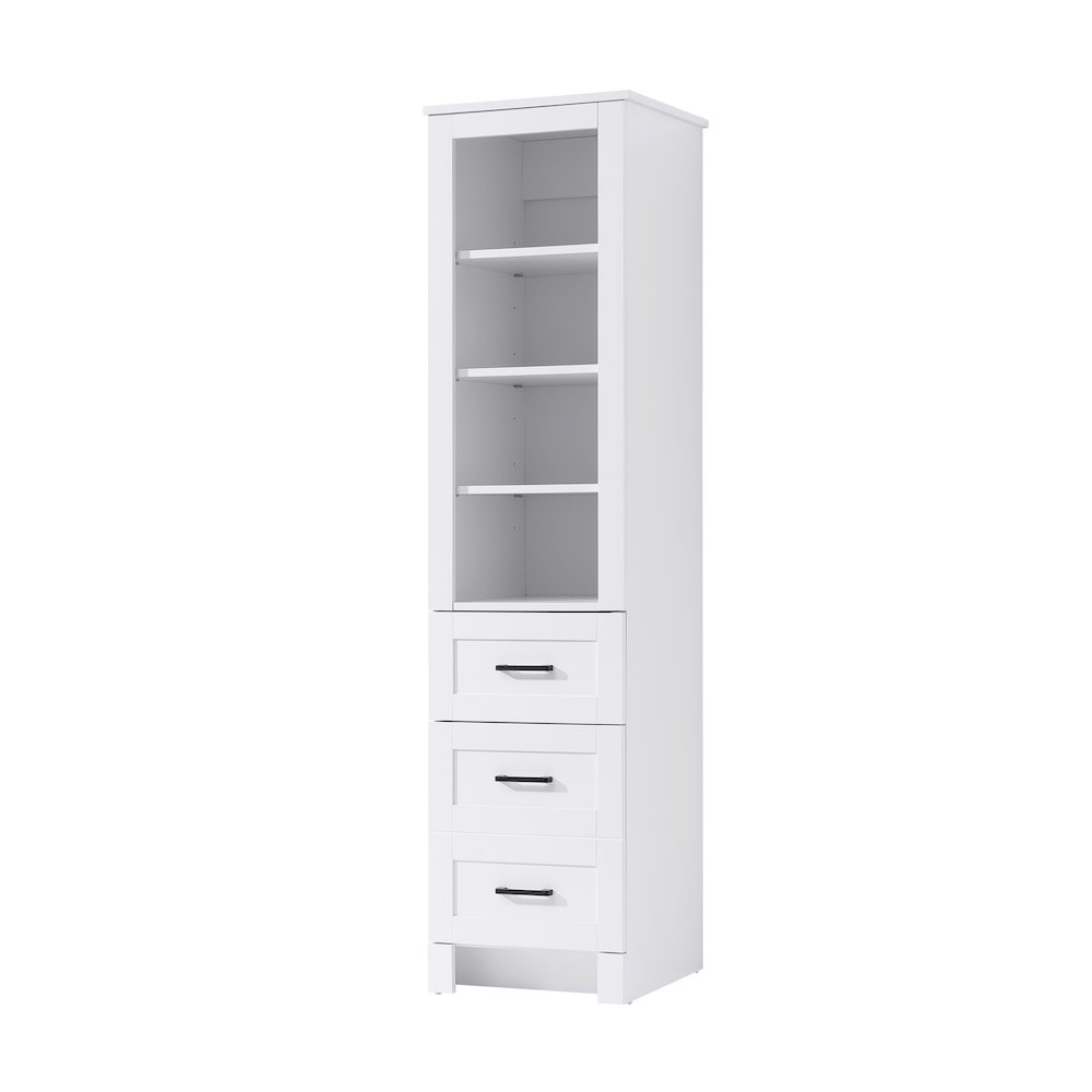 16 Inch Bath Storage Glass Cabinet  in White. Picture 1