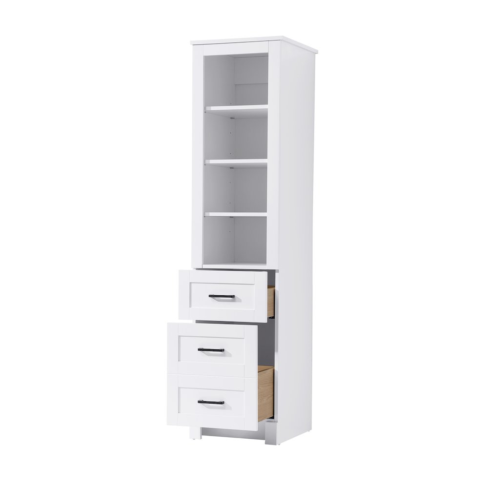 16 Inch Bath Storage Glass Cabinet  in White. Picture 2