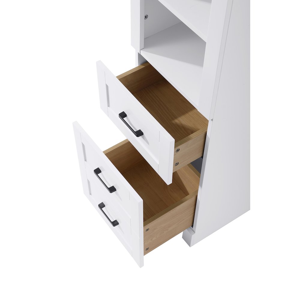 16 Inch Bath Storage Glass Cabinet  in White. Picture 4