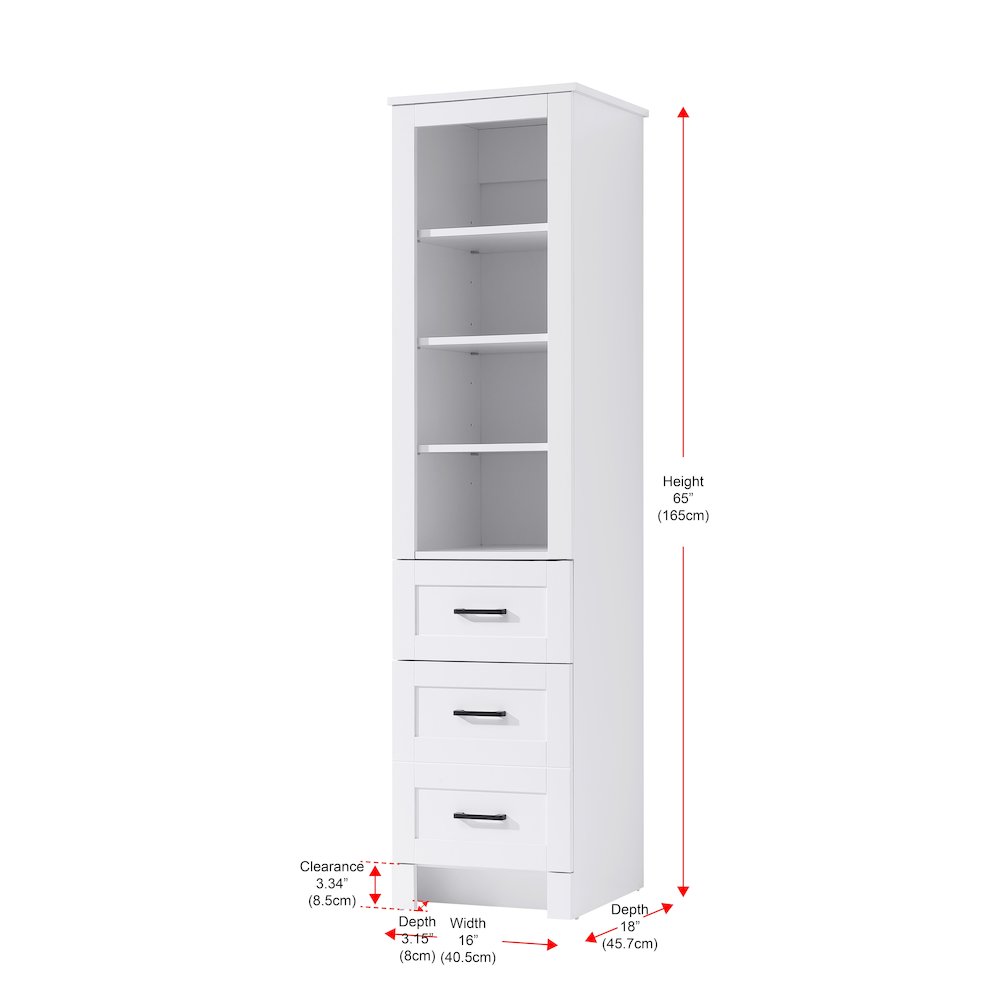 16 Inch Bath Storage Glass Cabinet  in White. Picture 7