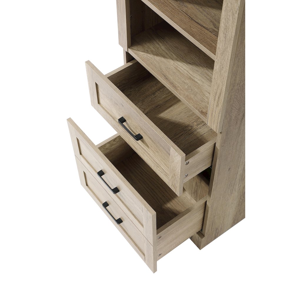 20 Inch Bath Storage Glass Cabinet  in Natural Oak. Picture 4