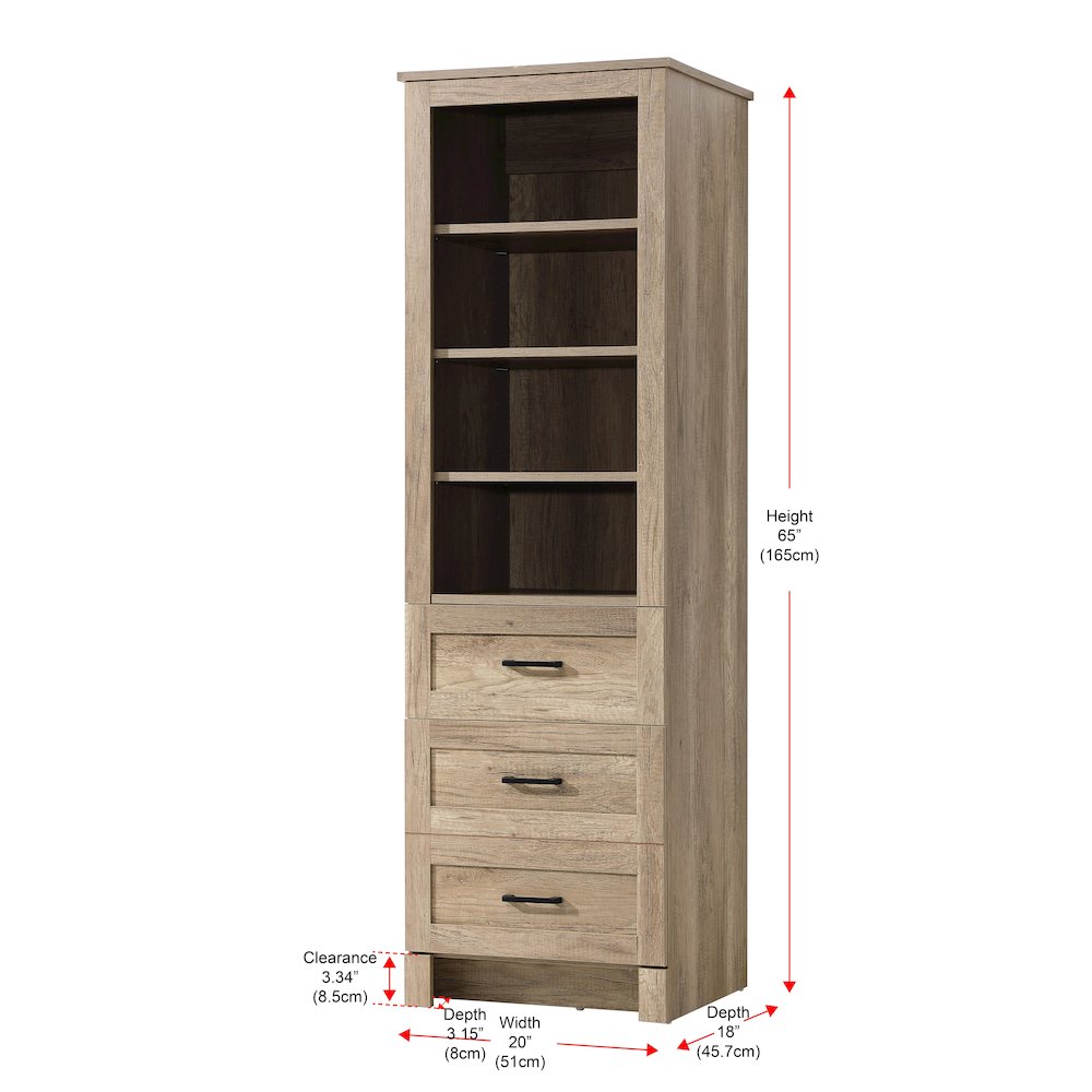 20 Inch Bath Storage Glass Cabinet  in Natural Oak. Picture 7