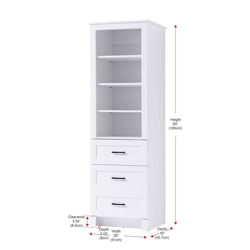20 Inch Bath Storage Glass Cabinet  in White. Picture 7