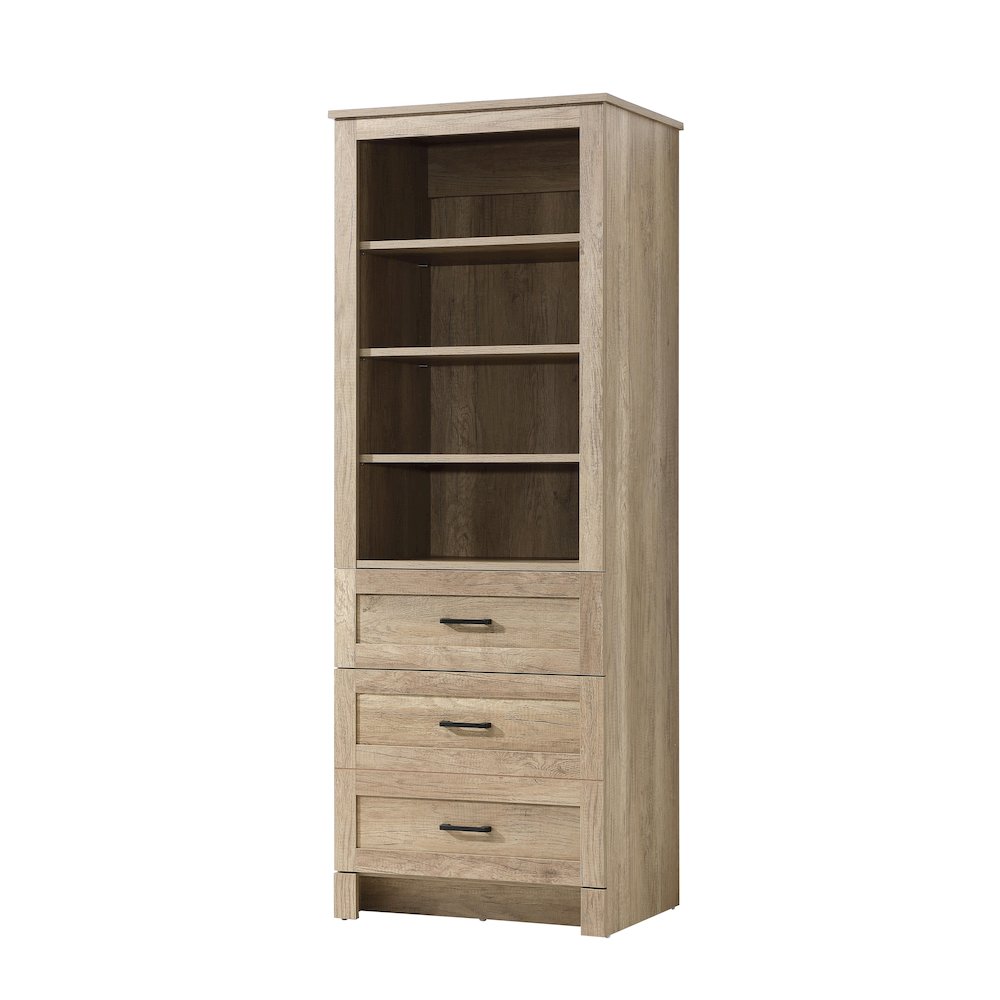 24 Inch Bath Storage Glass Cabinet  in Natural Oak. Picture 1