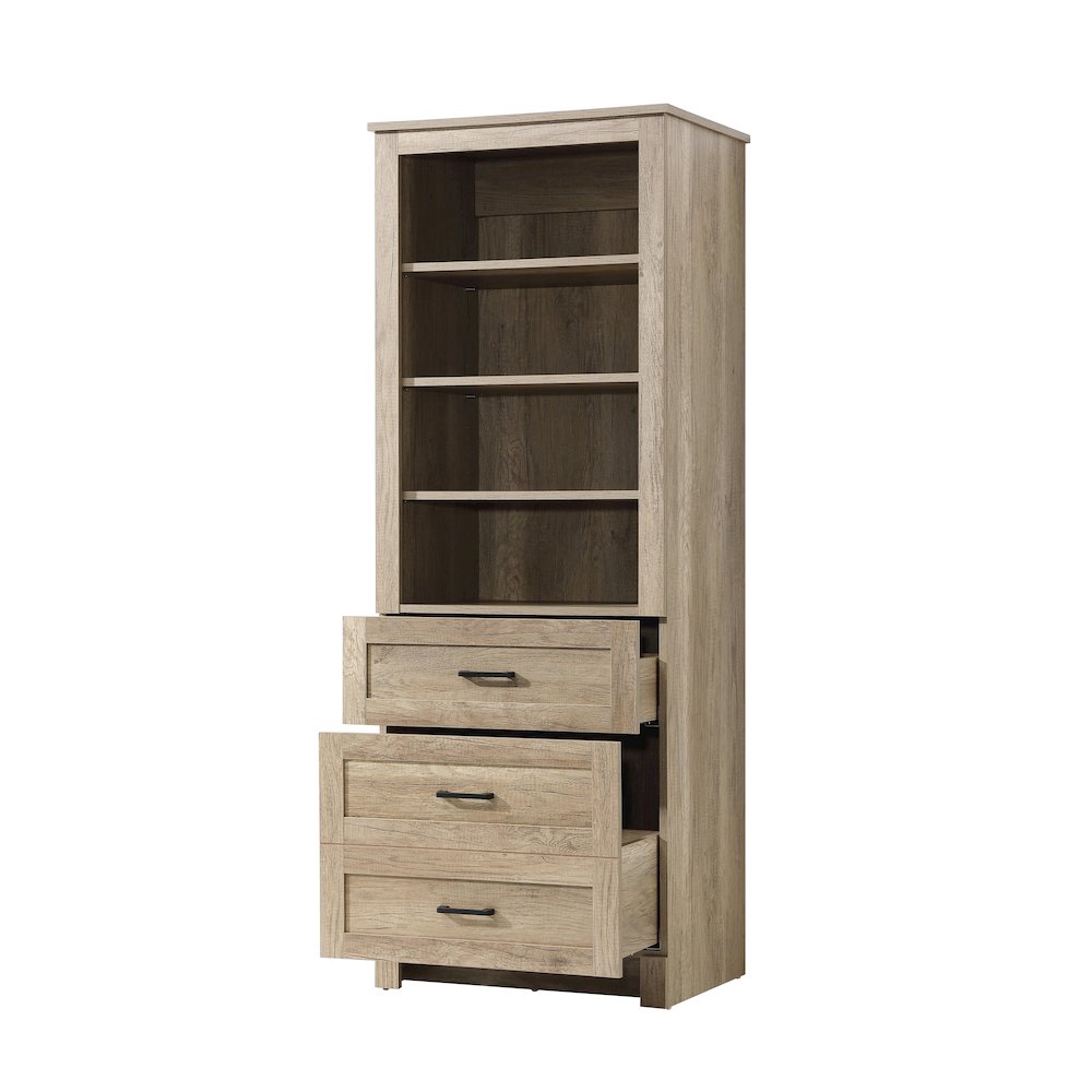 24 Inch Bath Storage Glass Cabinet  in Natural Oak. Picture 2