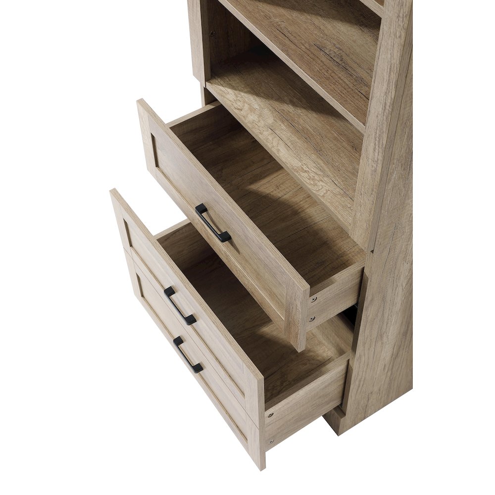 24 Inch Bath Storage Glass Cabinet  in Natural Oak. Picture 4