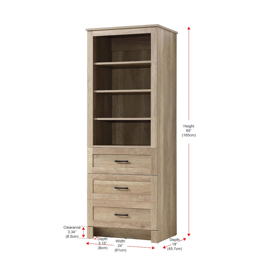24 Inch Bath Storage Glass Cabinet  in Natural Oak. Picture 7