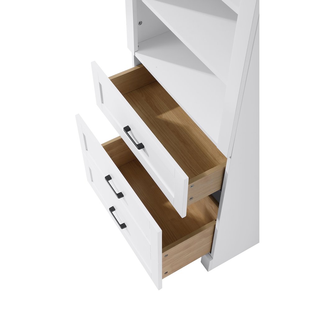 24 Inch Bath Storage Glass Cabinet  in White. Picture 4