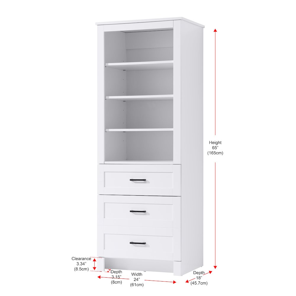 24 Inch Bath Storage Glass Cabinet  in White. Picture 7