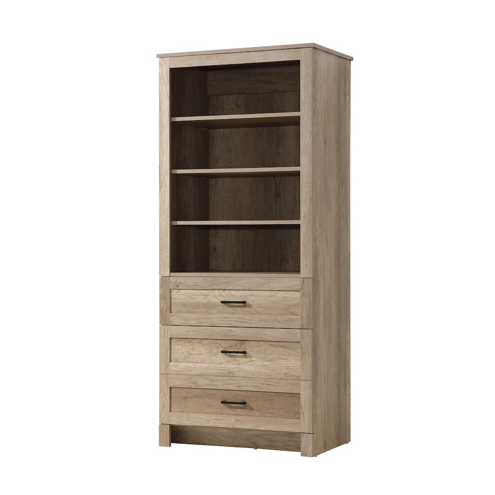 28 Inch Bath Storage Glass Cabinet  in Natural Oak. Picture 1