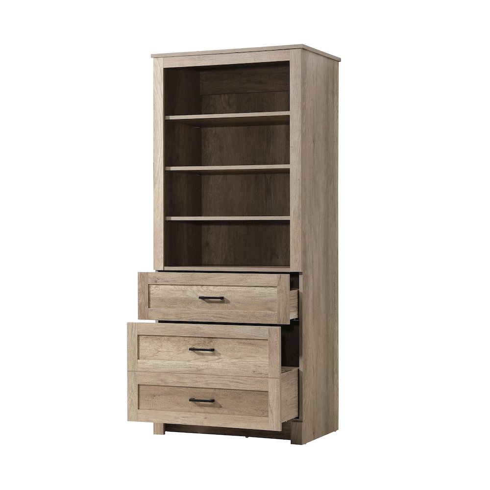 28 Inch Bath Storage Glass Cabinet  in Natural Oak. Picture 2