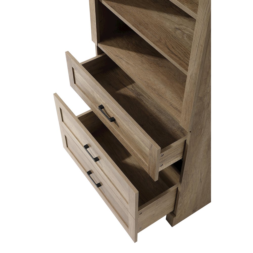 28 Inch Bath Storage Glass Cabinet  in Natural Oak. Picture 4