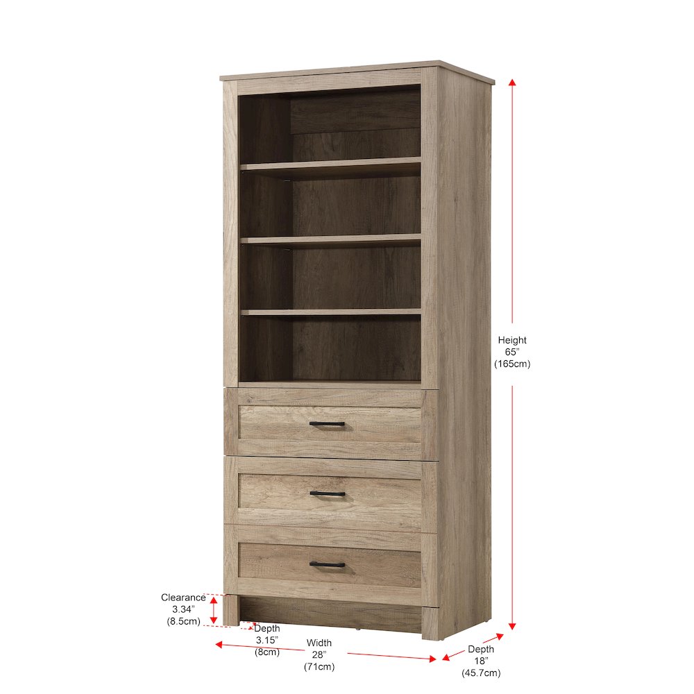 28 Inch Bath Storage Glass Cabinet  in Natural Oak. Picture 7