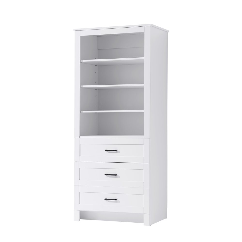 28 Inch Bath Storage Glass Cabinet  in White. Picture 1